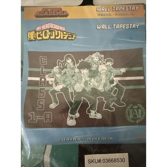 My Hero Academia Class 1A - Black Blue Green Wall Tapestry 53" x 81" NEW SEALED - Picture 4 of 7